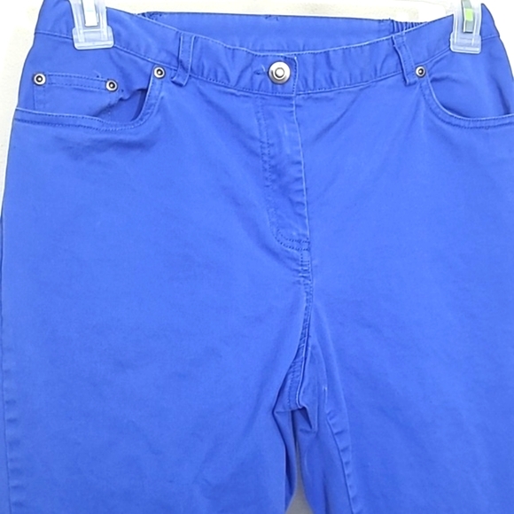 Capris Pants Royal Blue 98% cotton denim stretch Gorpcore Slimming Classic Style - Picture 2 of 7